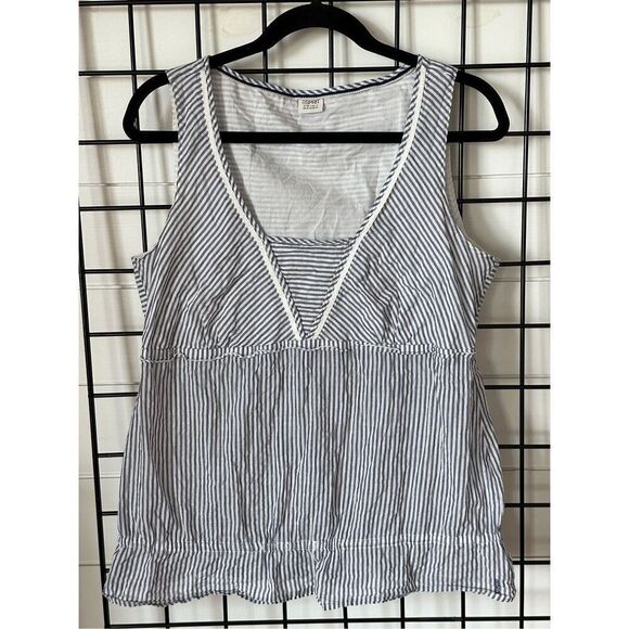 Esprit Striped Cotton Sleeveless Top Womens 10 Blue White Coastal Cottage Preppy - Picture 1 of 12